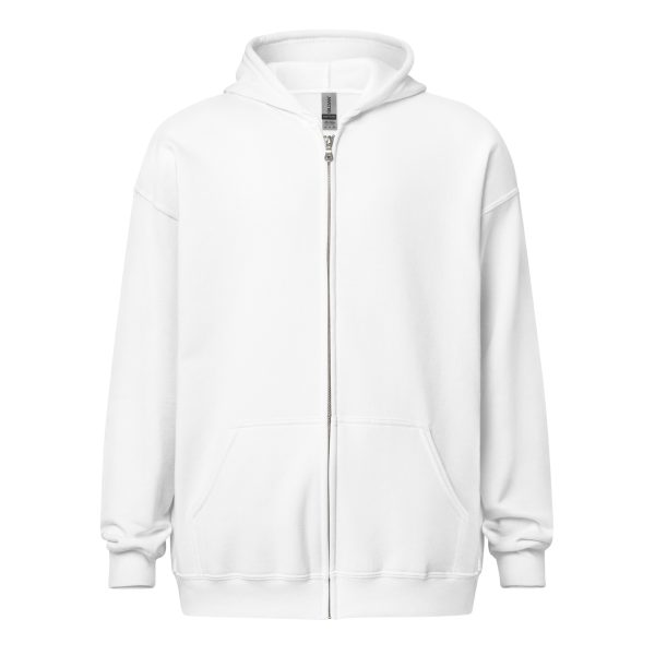 Unisex heavy blend zip hoodie (Black on White) - Image 2